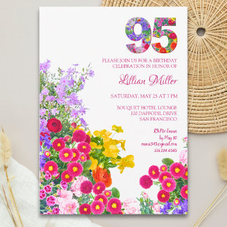 95 Jahre Elegant Garden Floral - 95. Geburtstag Einladung