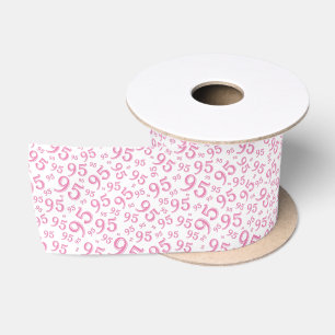 95. modernes Muster aus zufälligen Zahlen Pink/Wei Satinband