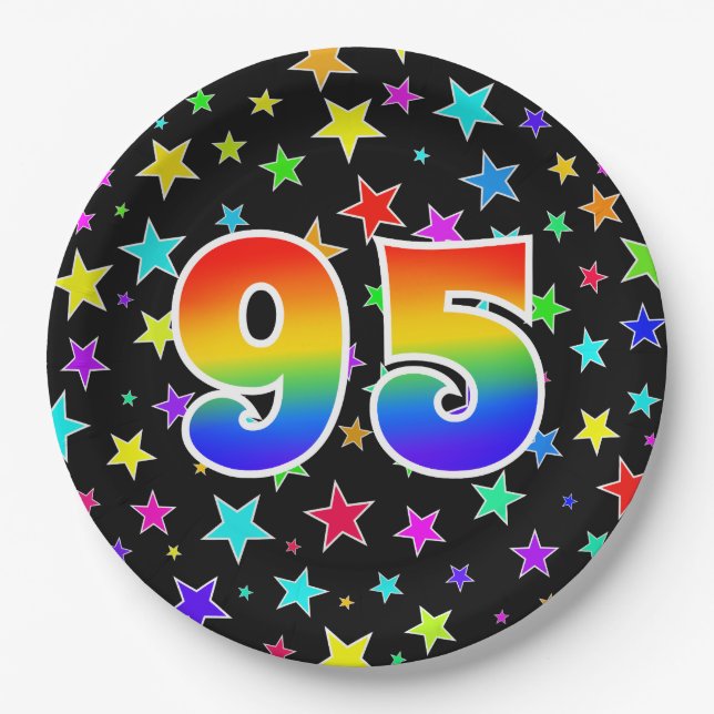 95. Veranstaltung: Fett, Spaß, farbiger Regenbogen Pappteller (Vorderseite)