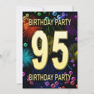 95e anniversaire de fête Invitation feux d'artific