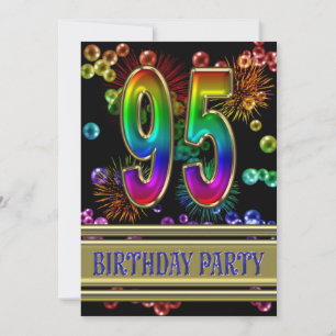 95e fête d'anniversaire Invitation avec bulles