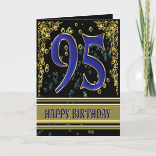 95ème anniversaire carte avec or et bulles