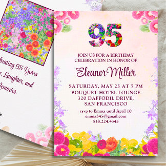 95th Birthday Party - Blush Bloom Floral 95 Einladung