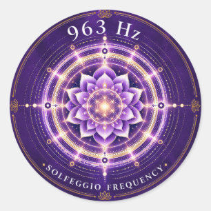 963 Hz Solfeggio-Frequenz-Aufkleber Runder Aufkleber