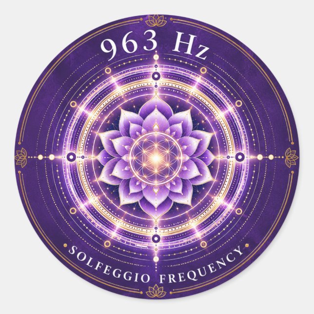 963 Hz Solfeggio-Frequenz-Aufkleber Runder Aufkleber (Vorderseite)