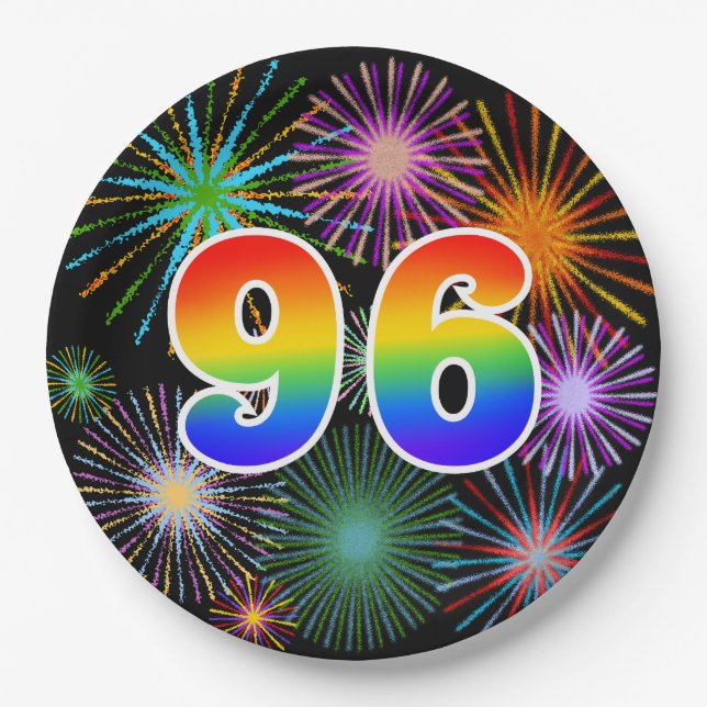 96. Event - Spaß, farbenfroh, kühl, Regenbogen 96 Pappteller (Vorderseite)