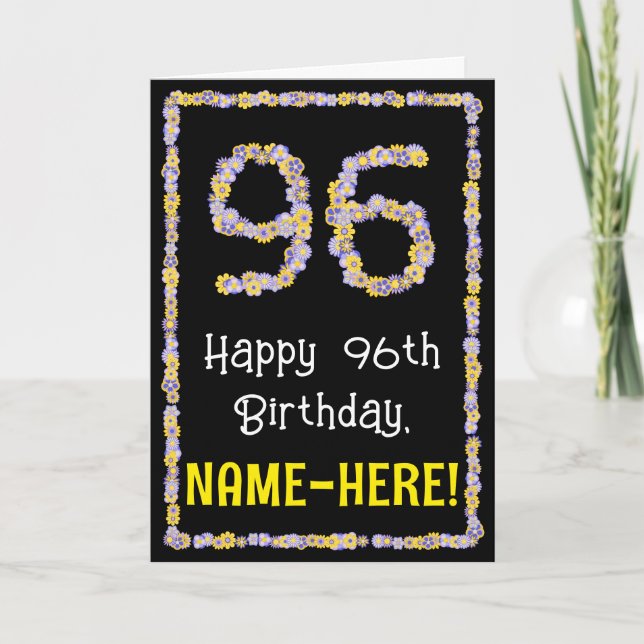 96. Geburtstag: Blumennummer, Individuelle Name, B Karte (Vorderseite)
