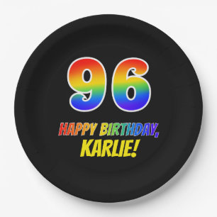 96. Geburtstag: Bold, Fun, Simple, Rainbow 96 Pappteller