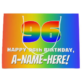 96. Geburtstag: Farbenfroh, Fun Rainbow Pattern #  Große Geschenktüte