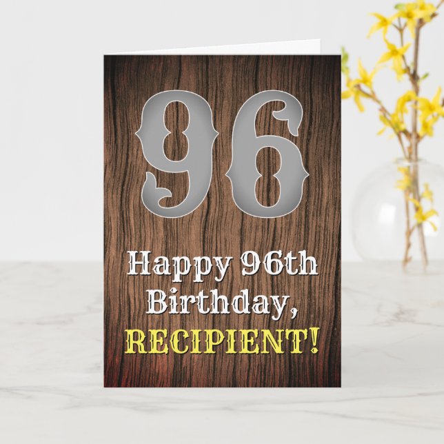 96. Geburtstag: Inspirierter Country Western Look, Karte (Gelbe Blume)