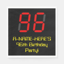 96. Geburtstag: Red Digital Clock Style "96" + Nam Serviette