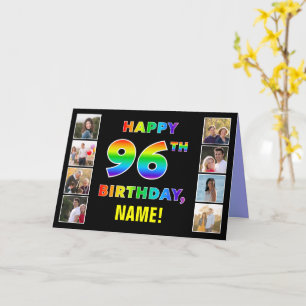 96. Geburtstag: Regenbogentext, benutzerdefinierte Karte