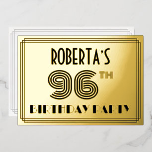96. Geburtstagsfeier — Art Deco-Stil „96“ und Name Folieneinladung
