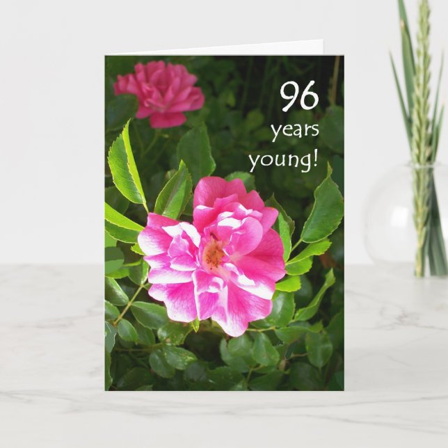 96. Geburtstagskarte - Rosa Rosen Karte (Vorderseite)