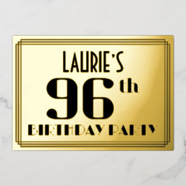 96. Geburtstagsparty: Art Deco Look "96" und Name Folieneinladung