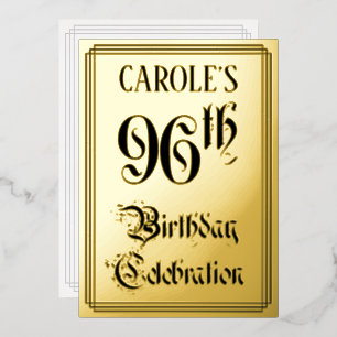 96. Geburtstagsparty — Elegantes Script + Individu Folieneinladung