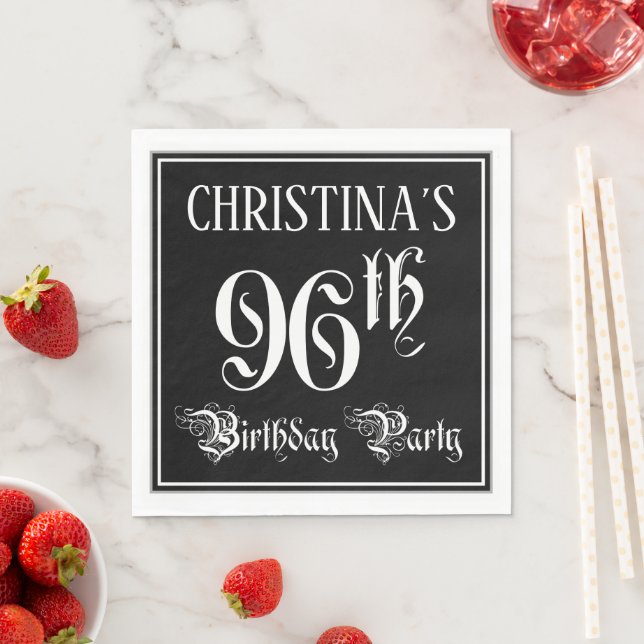 96. Geburtstagsparty — Extravagantes Script + Indi Serviette (Beispiel)