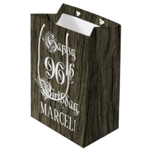 96 th Birthday: Fancy, Falke Wood Look + Custom Na Mittlere Geschenktüte