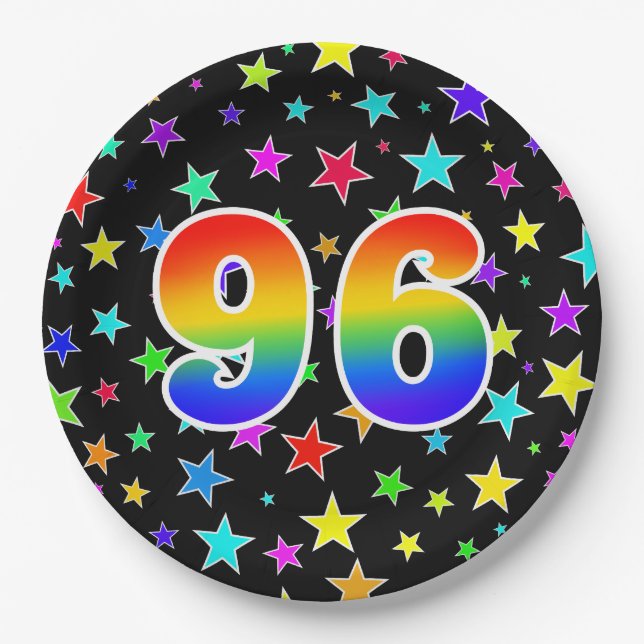 96. Veranstaltung: Bold, Fun, Colorful Rainbow 96 Pappteller (Vorderseite)