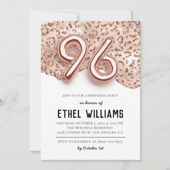 96e anniversaire de fête Invitation (Devant)