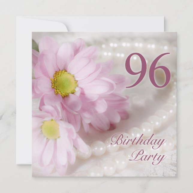 96e Birthday Invitation with daisies (Devant)