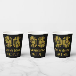 96th Birthday: Art Deco Inspired Look “96” & Name Pappbecher