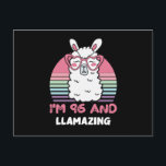 96th Birthday Llamazing Llama 96 Year Old Birthday Postkarte<br><div class="desc">Retro Vintage Style Birthday Gift Design Perfect To Pair With Shorts,  Leggings Or Jeans For A Casual Yet Trendy Look. Humorous Funny Humor Birthday Gift Outfit For Family Member,  Loved One Or Yourself. Matches Loads Of Clothes. GET YOURS TODAY!</div>
