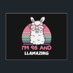 96th Birthday Llamazing Llama 96 Year Old Birthday Postkarte<br><div class="desc">Retro Vintage Style Birthday Gift Design Perfect To Pair With Shorts,  Leggings Or Jeans For A Casual Yet Trendy Look. Humorous Funny Humor Birthday Gift Outfit For Family Member,  Loved One Or Yourself. Matches Loads Of Clothes. GET YOURS TODAY!</div>