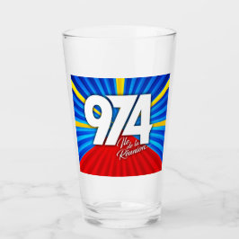 974 Insel (Réunion) - Flagge Glas