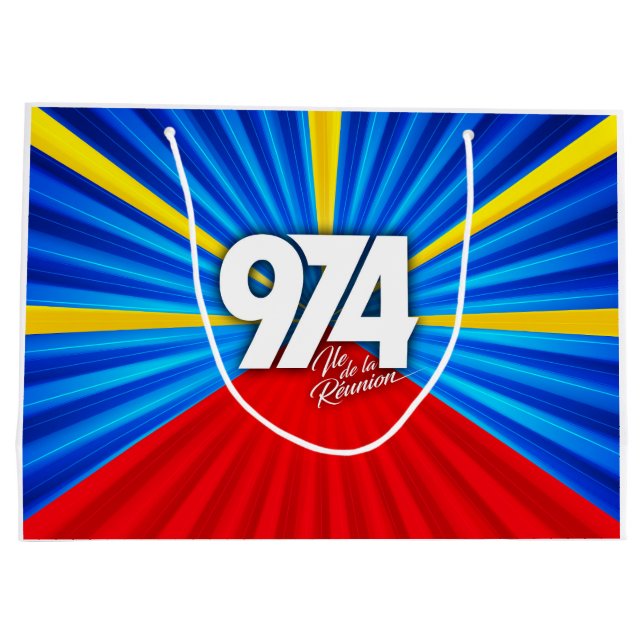 974 Insel (Réunion) - Flagge Große Geschenktüte (Rückseite)