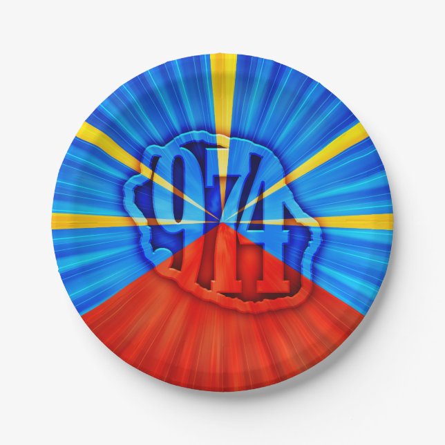 974 Insel (Réunion) - Flagge Pappteller (Vorderseite)