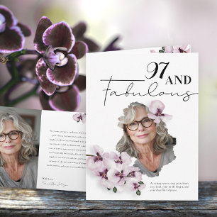 97 & Fantastische Orchideen-Foto-Geburtstagskarte Karte