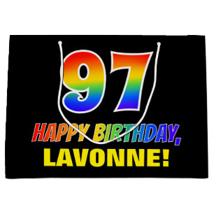 97. Geburtstag: Bold, Fun, Simple, Rainbow 97 Große Geschenktüte