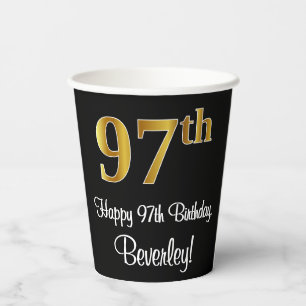 97. Geburtstag - Elegante Luxuriöse Imitate Gold L Pappbecher