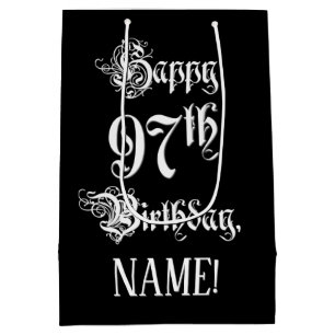 97. Geburtstag: Extravagant, elegant, Script + Ind Mittlere Geschenktüte