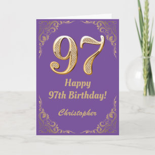 97. Geburtstag Lila und Gold Glitzer Frame Karte