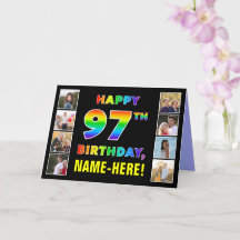 97. Geburtstag: Regenbogentext, benutzerdefinierte