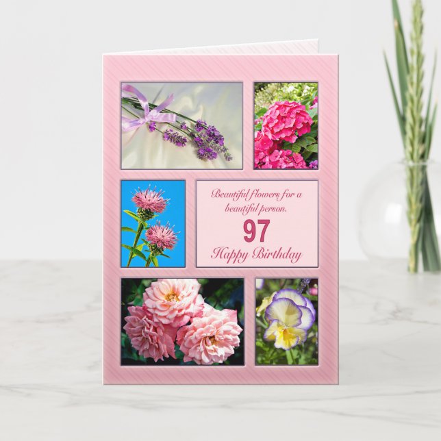 97. Geburtstag, schöne Blume Karte (Vorderseite)