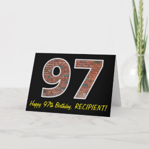 97. Geburtstag - Ziegelmauermuster "97" mit Name Karte