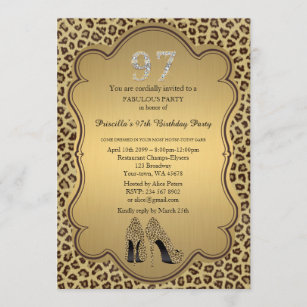 97. Geburtstagseinladung, Zahldiamanten, Gepard Einladung