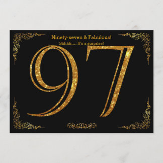 97. Geburtstagsparty, Gatsby-Styl, schwarzer Glitz Einladung
