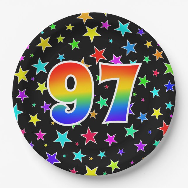 97. Veranstaltung: Bold, Fun, Colorful Rainbow 97 Pappteller (Vorderseite)