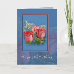 97e carte d'anniversaire avec Roses rouges