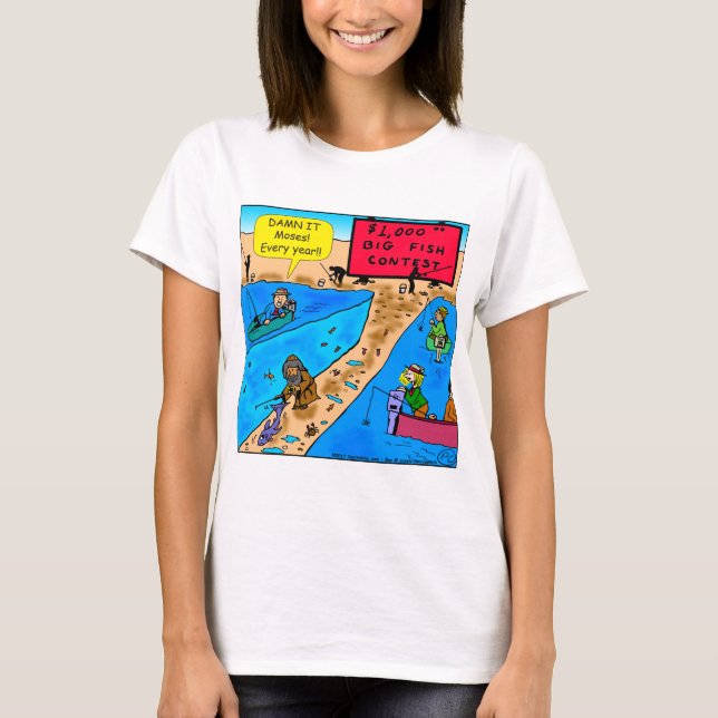 980 Moses Fischen-Wettbewerb-Cartoon T-Shirt (Vorderseite)
