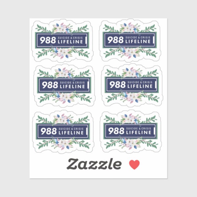 988 autocollant floral suicidaire et de crise (Feuille)
