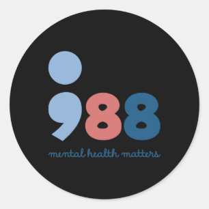 988 Psychische Gesundheitsprobleme Suizidpräventio Runder Aufkleber