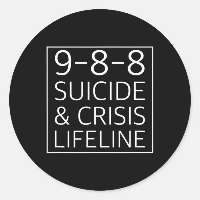 988 - Suizid Awareness Crisis Lifeline 988 Runder Aufkleber (Vorderseite)