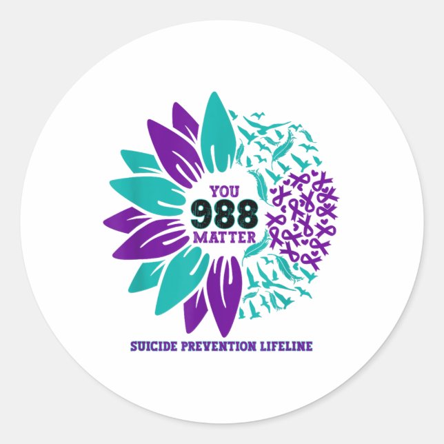 988 Suizidprävention Aufklärung Semi-colon Sie Runder Aufkleber (Vorderseite)