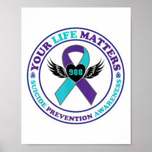 988 Suizidprävention Bewusstsein Semi-colon Mental Poster