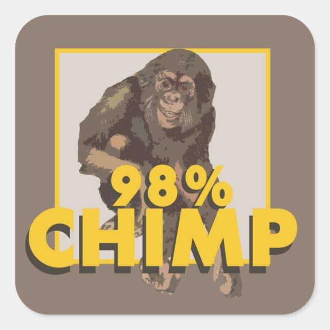 98 % Chimp-Aufkleber Quadratischer Aufkleber (Vorderseite)